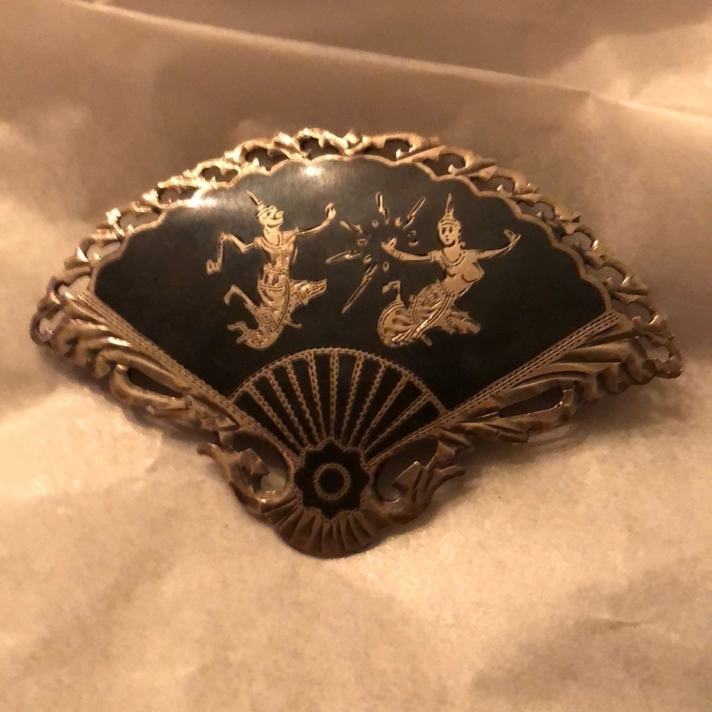 Vintage Nielloware Siam Brooch‎